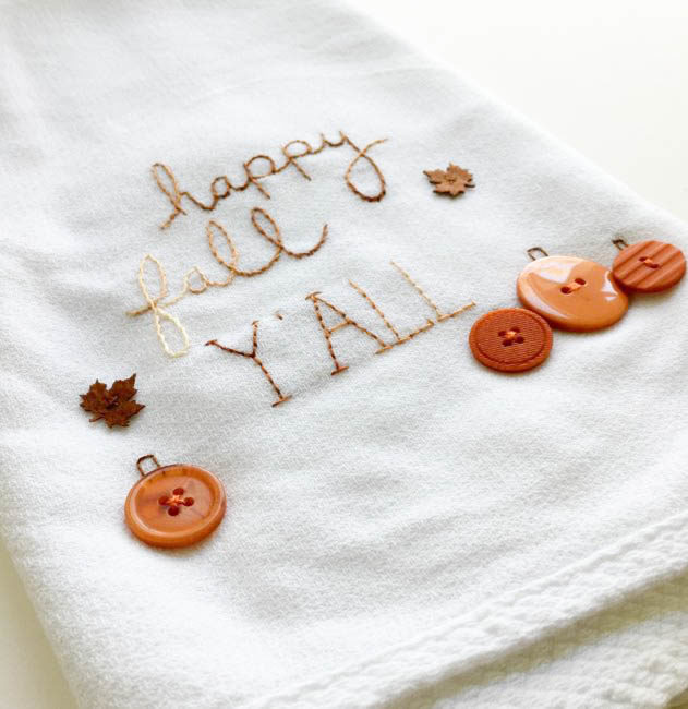 DIY fall tea towel