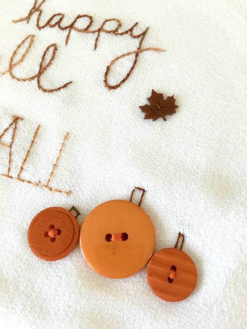 DIY Fall tea towel close up