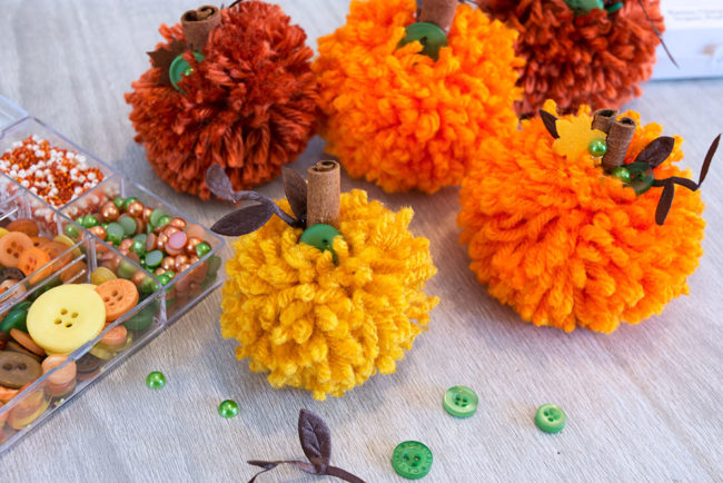 Autumn Afternoon Button Embellishments on the Pom Pom Pumpkins