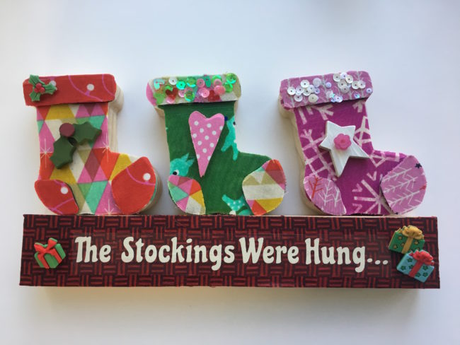 Set of 8 Craft Quilt Cotton Fabric Blocks Handmade Vintage Christmas Bingo #2 
