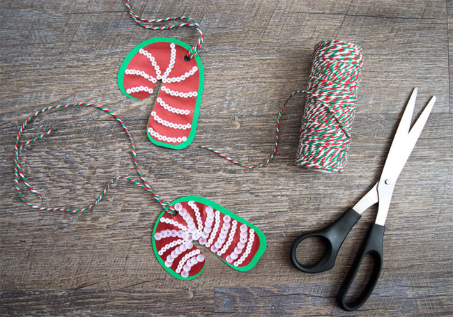 Candy Cane Sequin Gift Tags