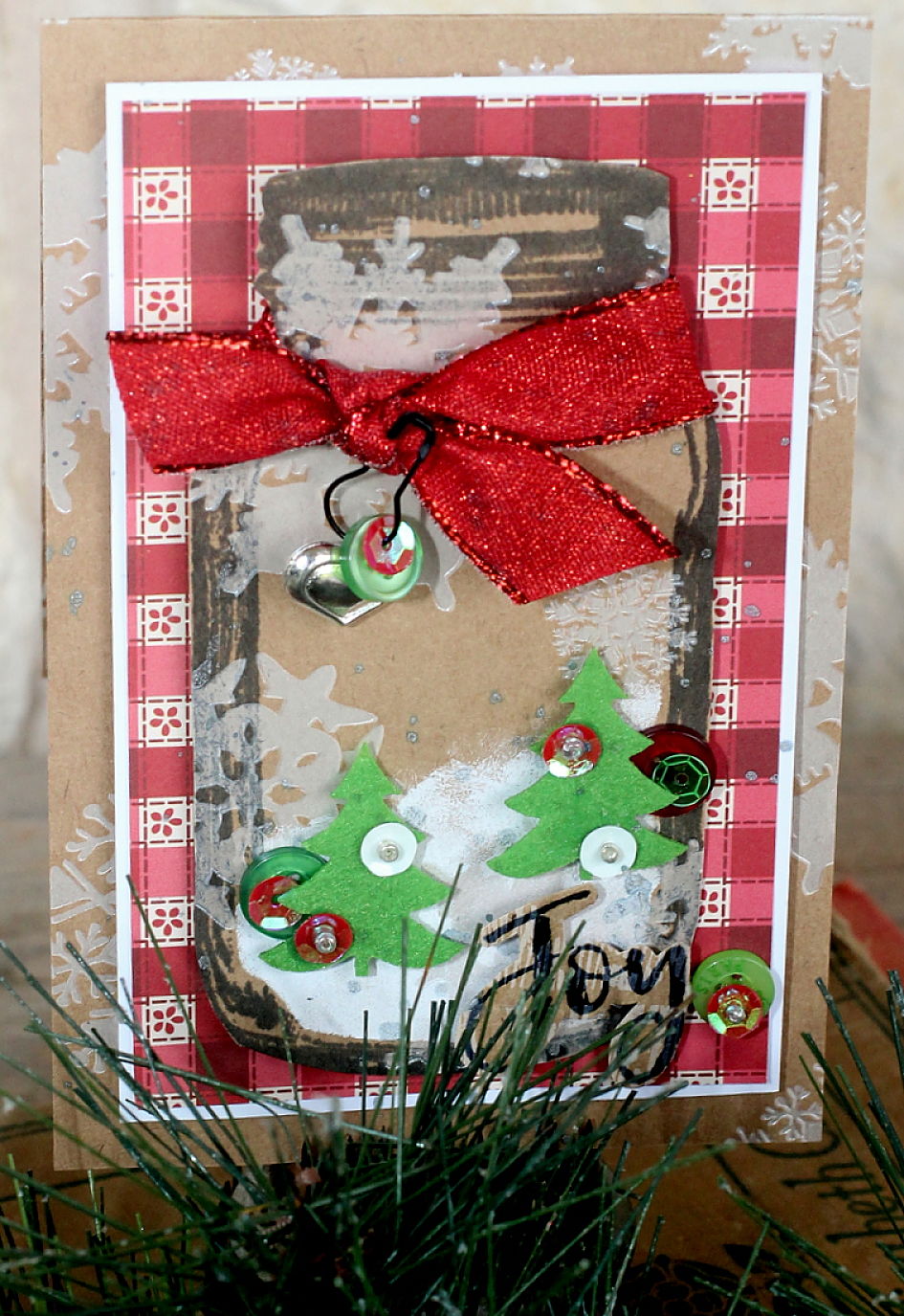 Holly Jolly Snow Globe Christmas Card